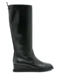 Ferragamo Wayde leather wedge boots - Black