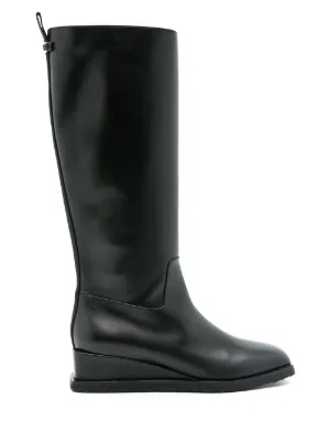 Burberry Saddle レザーロングブーツ | ブラック | FARFETCH JP