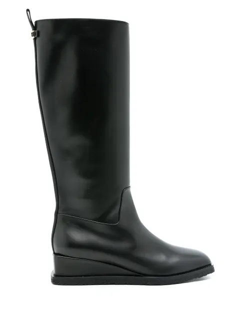 Ferragamo Wayde leather wedge boots