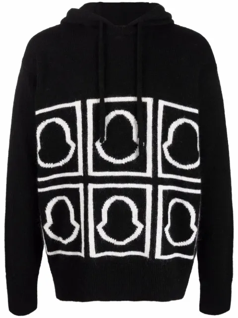 Moncler logo-intarsia knitted hoodie