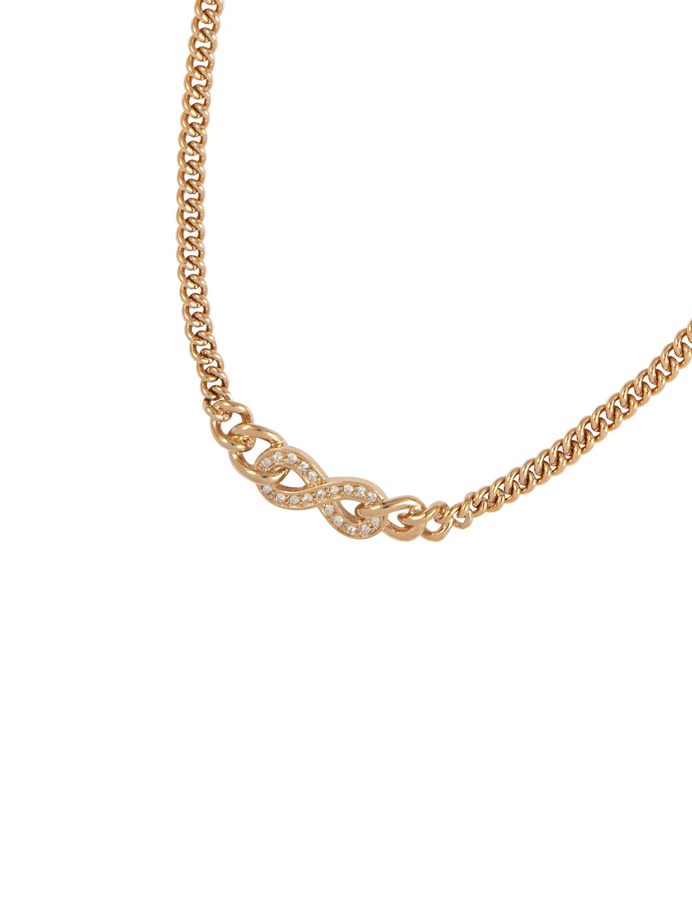 Dior Pre-owned 1980s Pre-owned Crystal-embellished Necklace and Earrings Set in Gold, view 3