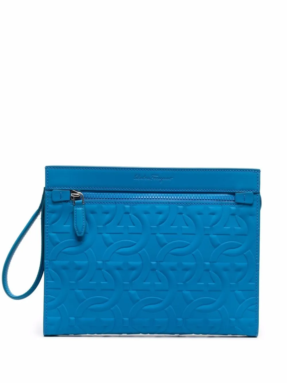 

Ferragamo Gancini jacquard clutch - Blue