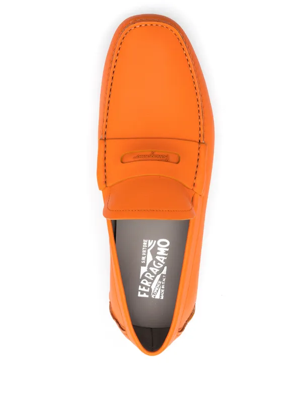 NEW SALVATORE FERRAGAMO men\'s penny slot leather driving loafers in orange Salvatore Ferragamo Orange Casual Shoes for Men for sale | eBay main image 3