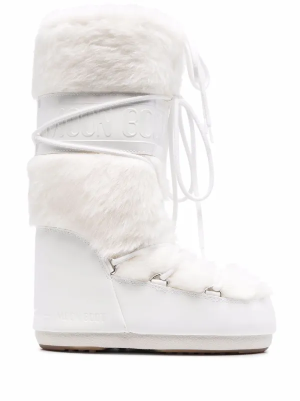 white fluffy moon boots