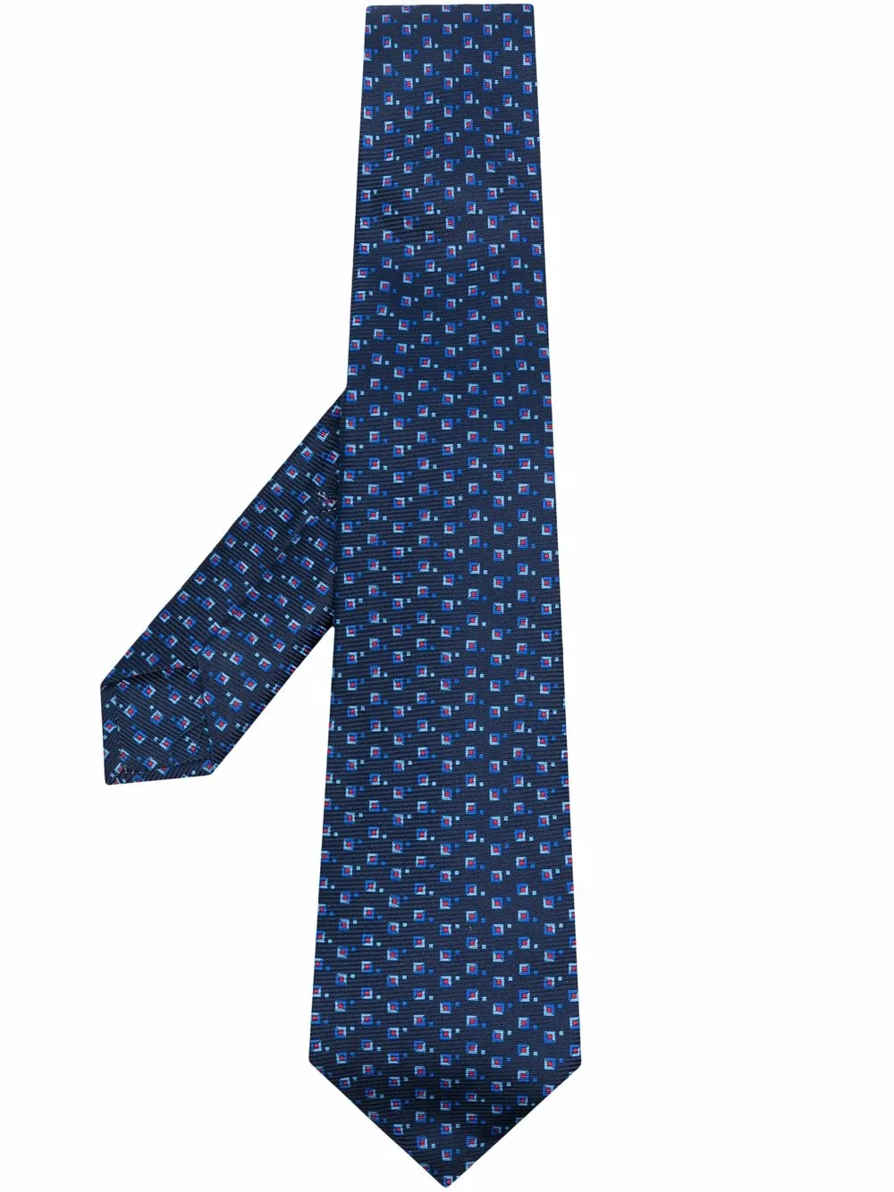 

Kiton corbata de seda con estampado geométrico - Azul