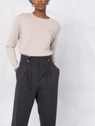 high-waisted virgin wool cropped trousers展示图