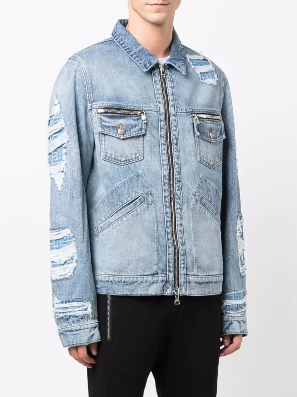 balmain distressed denim jacket