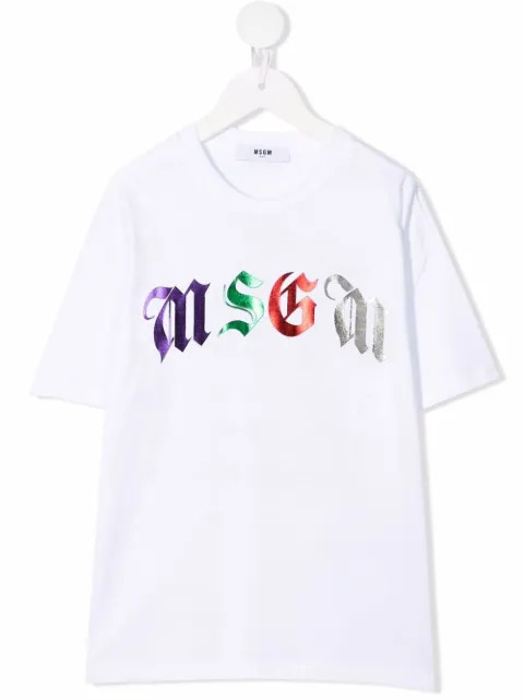 MSGM Kids foil logo-print T-shirt