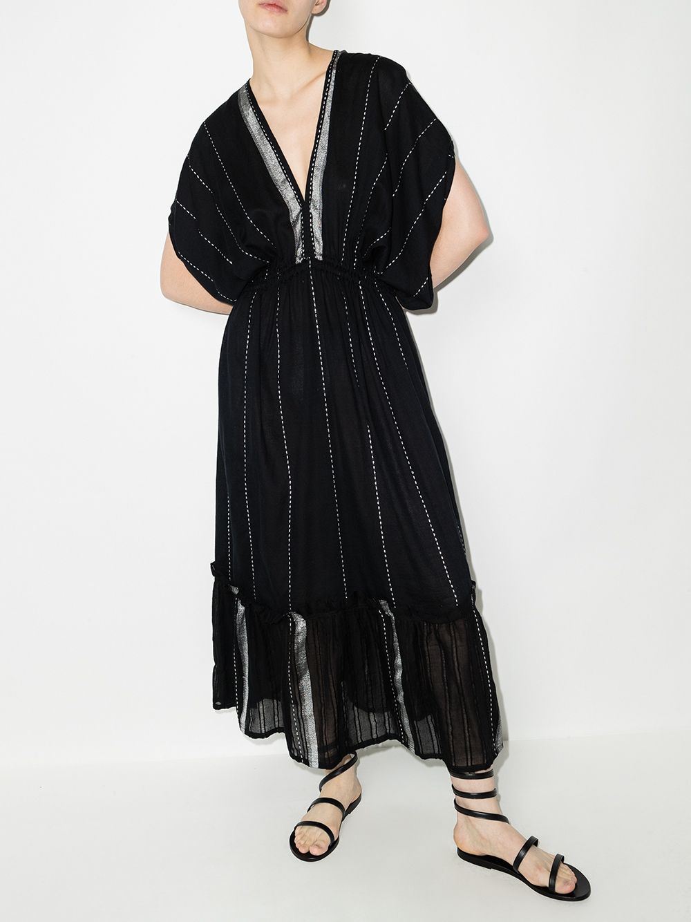 фото Lemlem расклешенное платье миди tikuri с v-образным вырезом