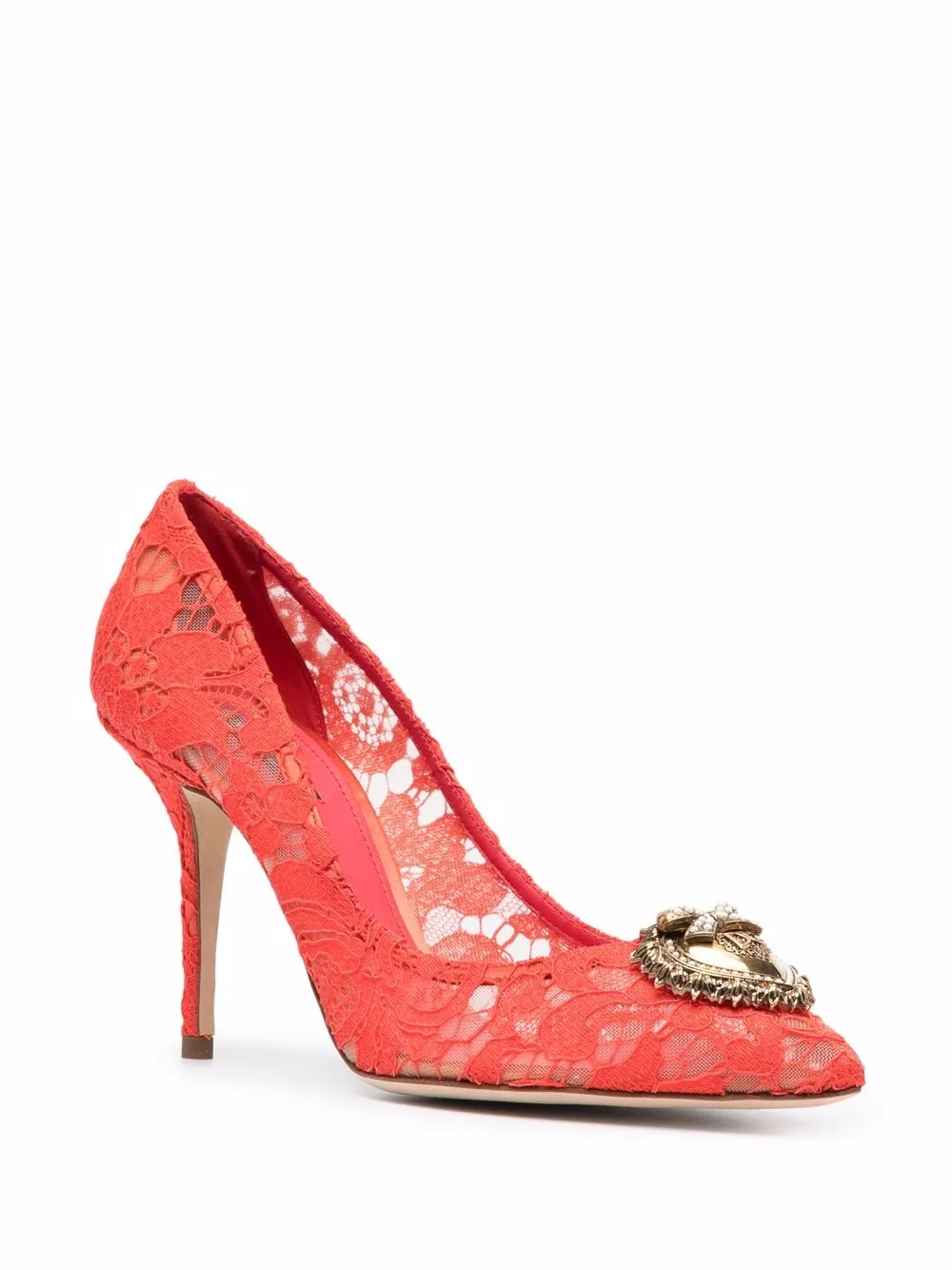 Imagem 2 de Dolce & Gabbana Scarpin de renda com placa Heart