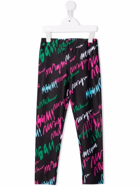 MSGM Kids logo-print elasticated leggings