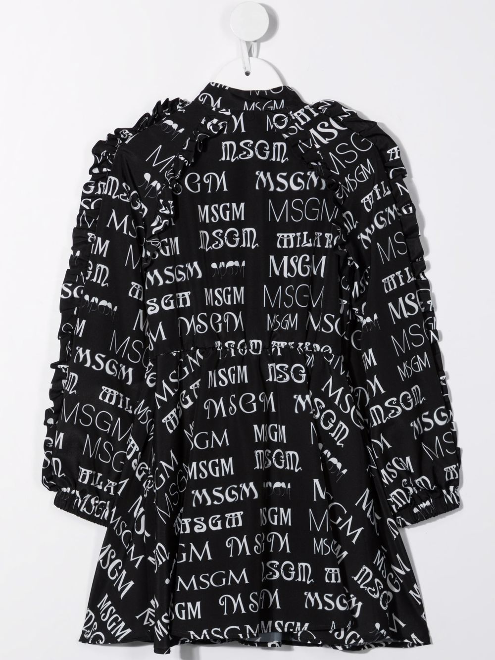 Shop Msgm Logo-print Ruffled Dress In Black