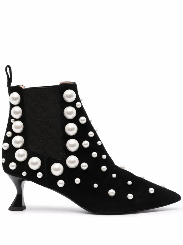 pearl studded booties