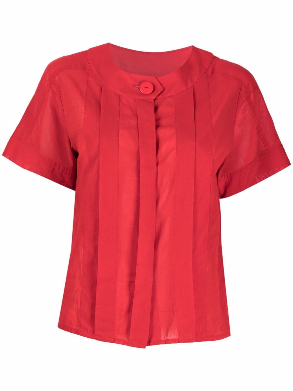 Pre-owned Saint Laurent 1990s Semi-sheer Short-sleeve Blouse In Red