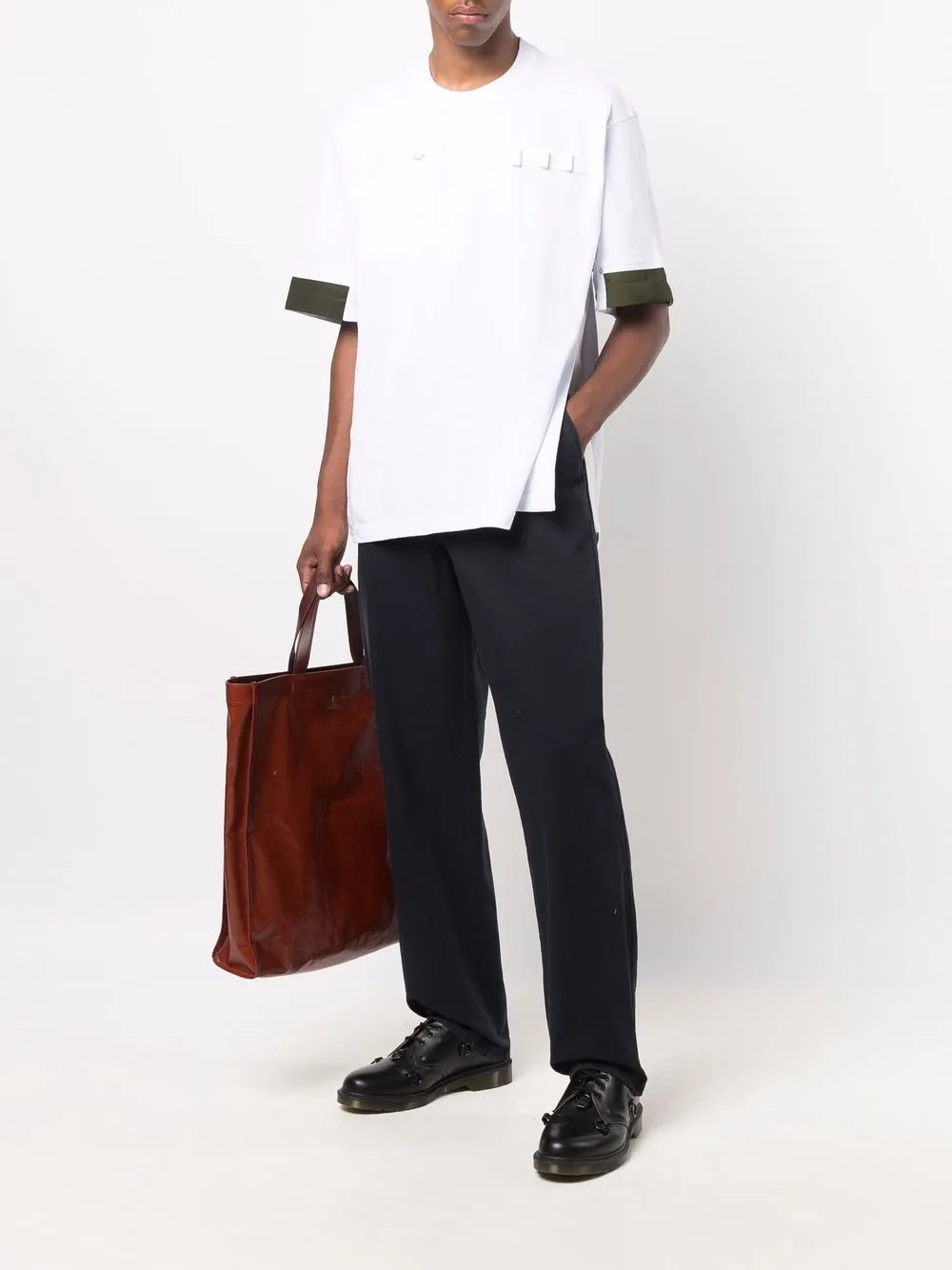 фото Sacai футболка с контрастной отделкой