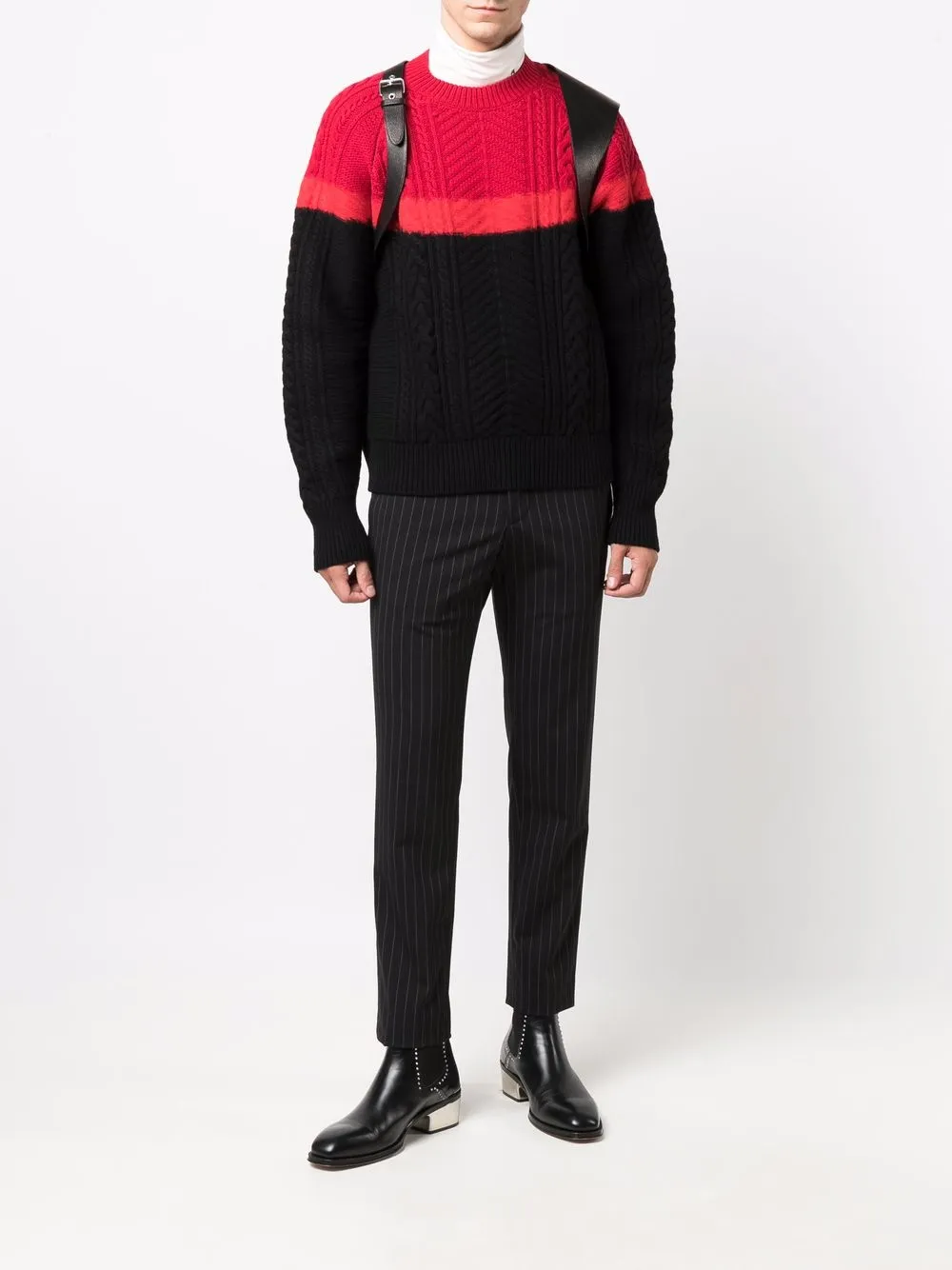 Shop Alexander Mcqueen Long-sleeve Cable-knit Jumper In Schwarz