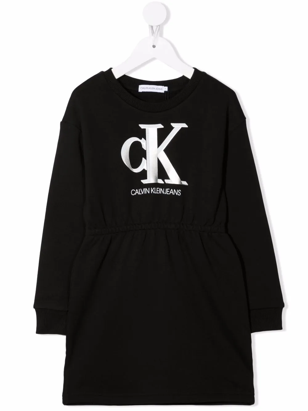 Calvin Klein Kids' Logo-print Cotton Sweat Dress In Black