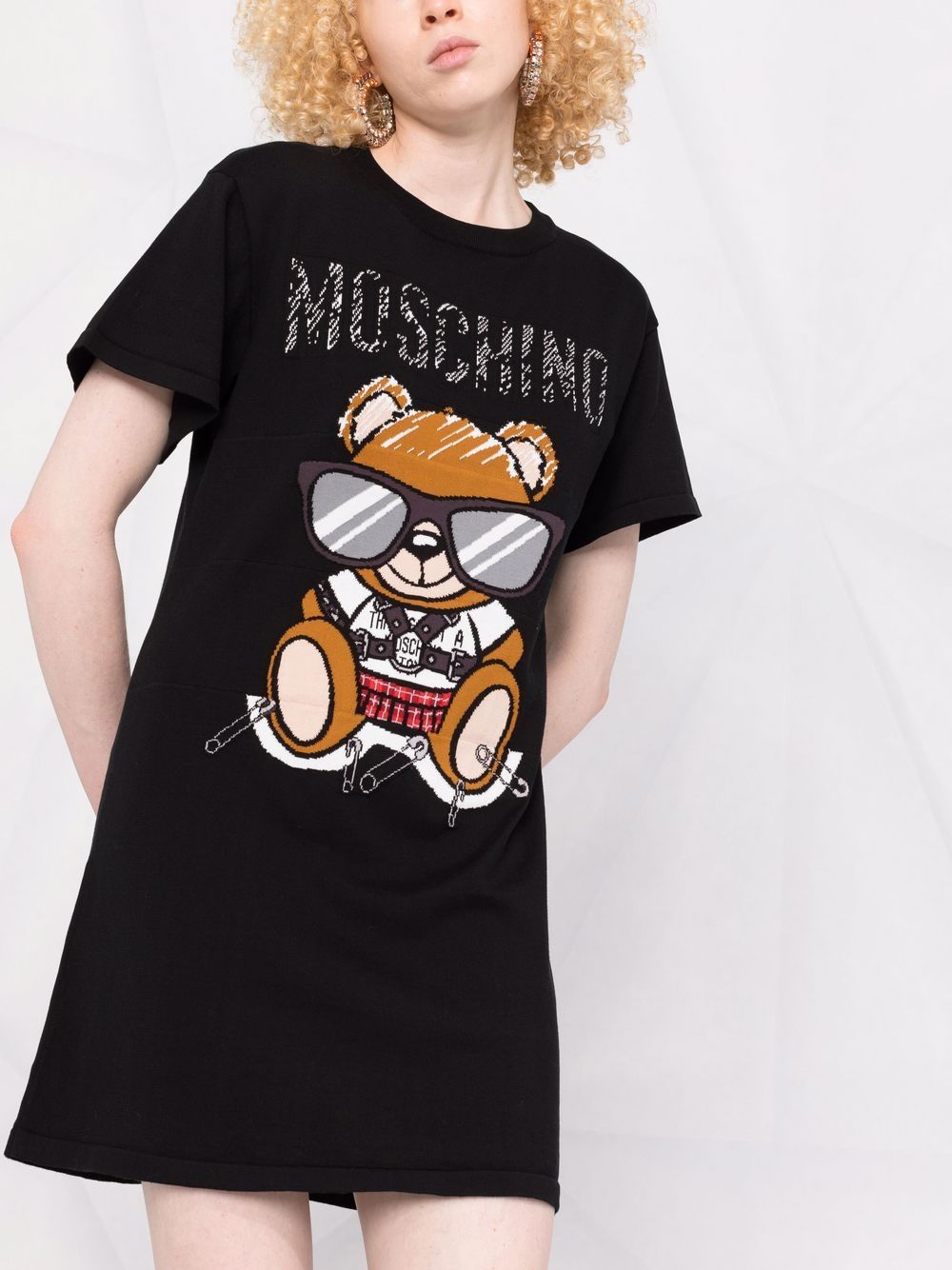 фото Moschino платье-футболка teddy bear вязки интарсия