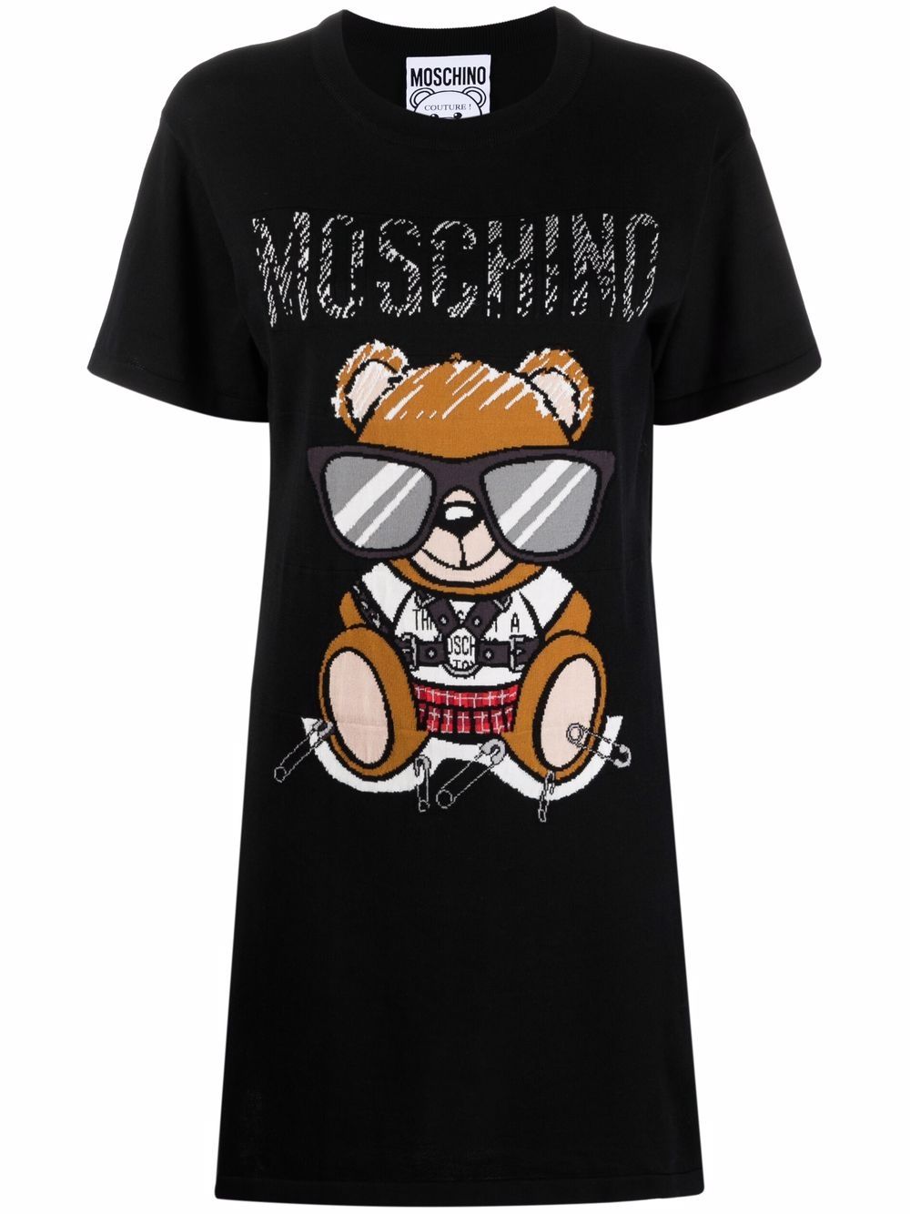 фото Moschino платье-футболка teddy bear вязки интарсия