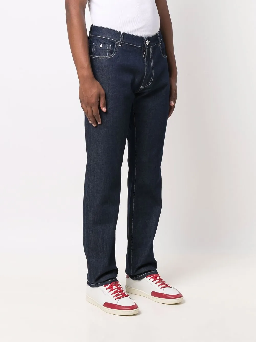  Billionaire Straight Leg Jeans Mit Kontrastnähten   Blau 