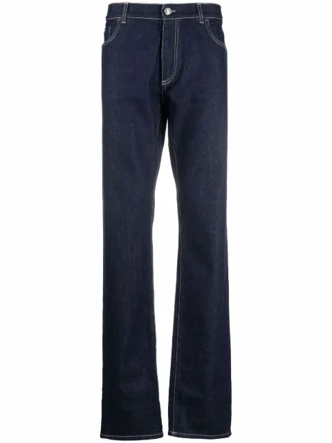 Billionaire contrast stitching straight-leg jeans