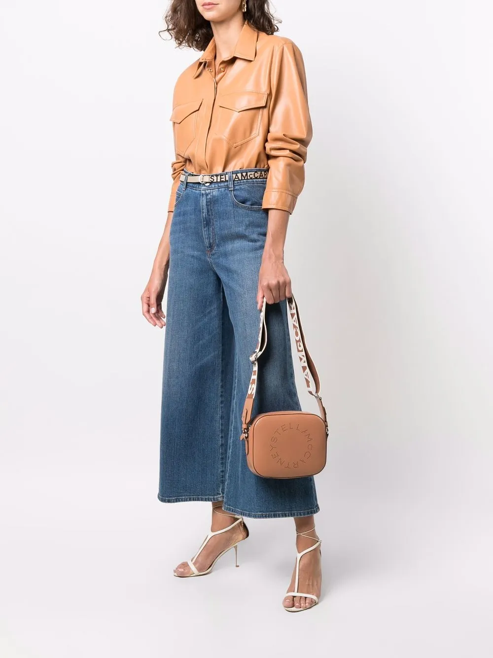 Stella McCartney Stella mini-crossbodytas met logo - Bruin