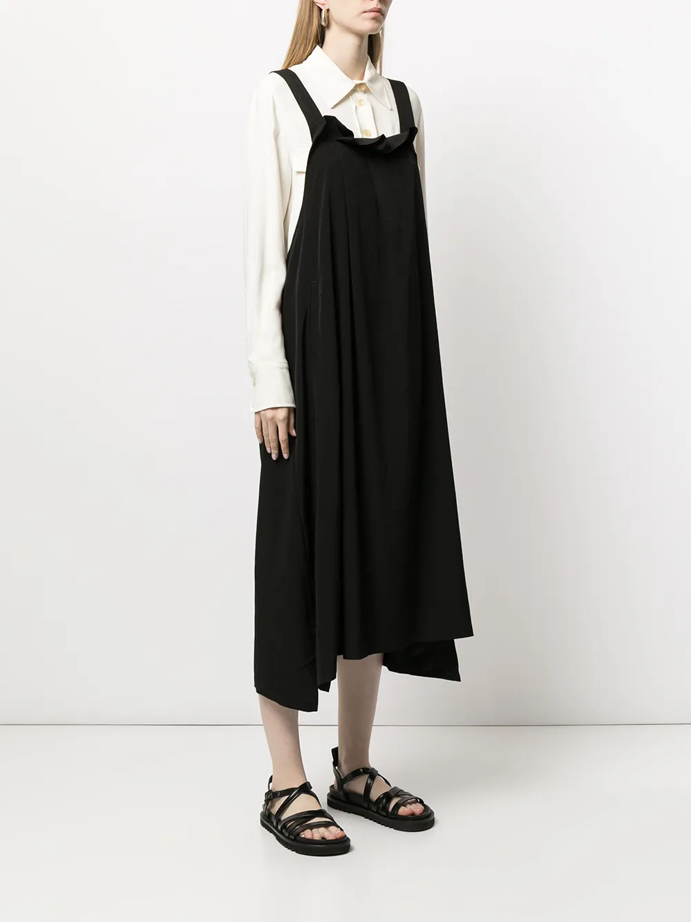 фото Y's расклешенное платье миди без рукавов