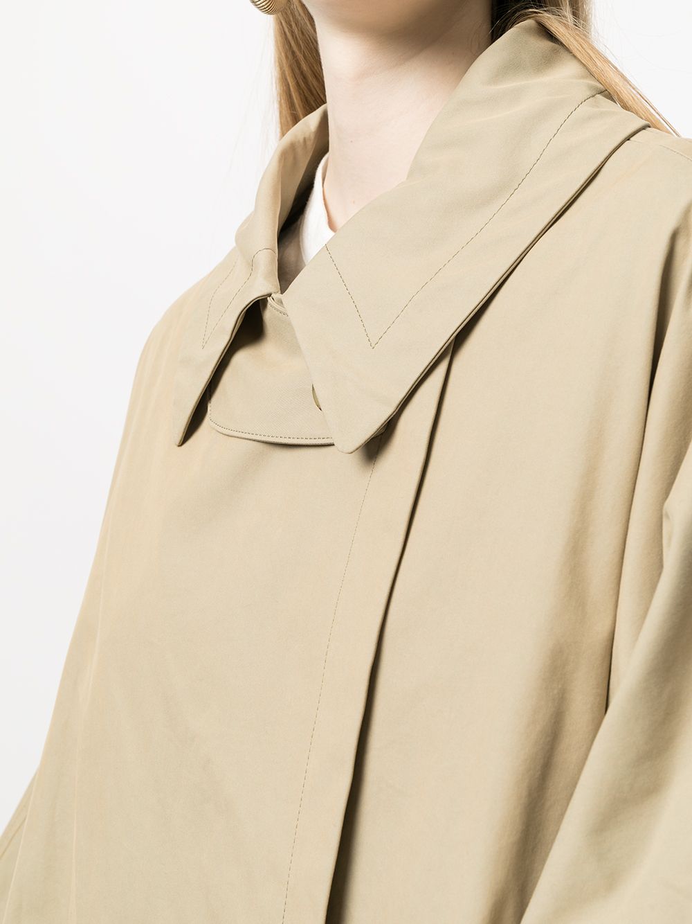 Shop Yohji Yamamoto Oversized Trench Coat In Brown