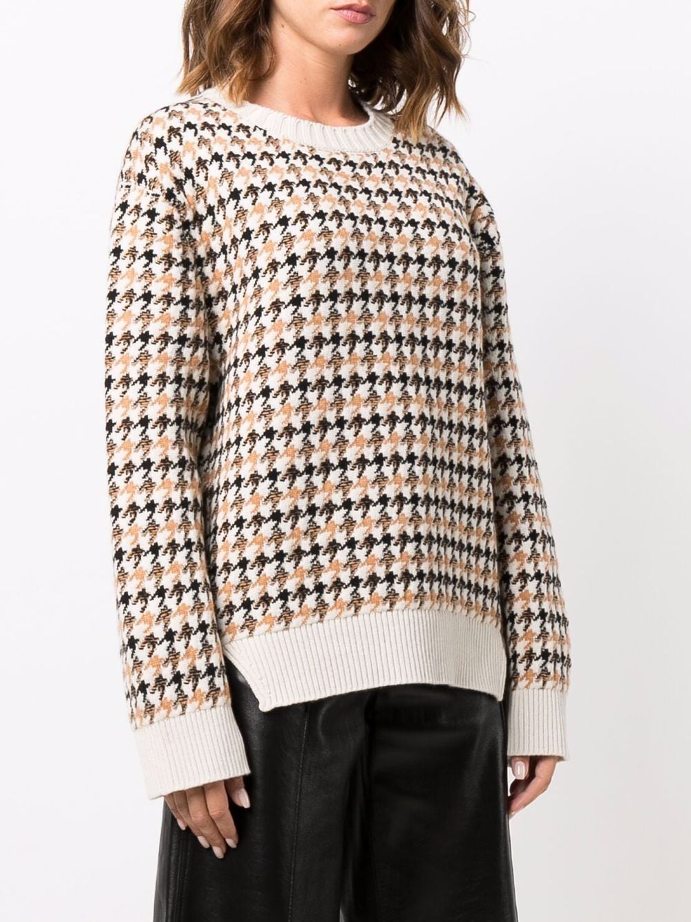 Shop Barrie Houndstooth-pattern Cashmere Pullover In Neutrals