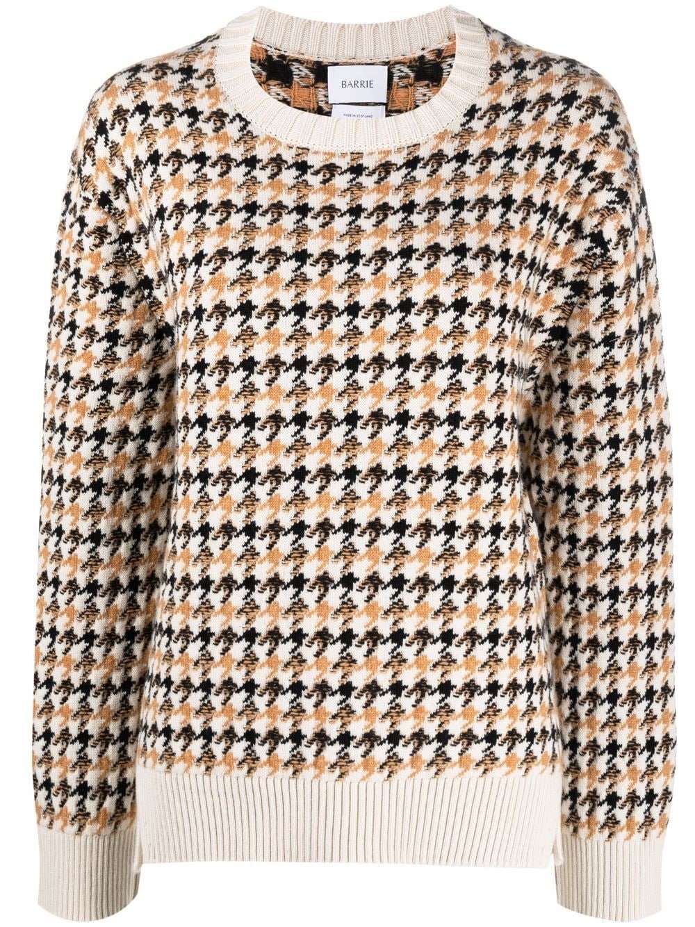 houndstooth-pattern cashmere pullover