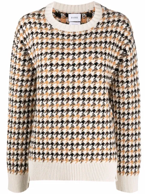 Barrie houndstooth-pattern cashmere pullover