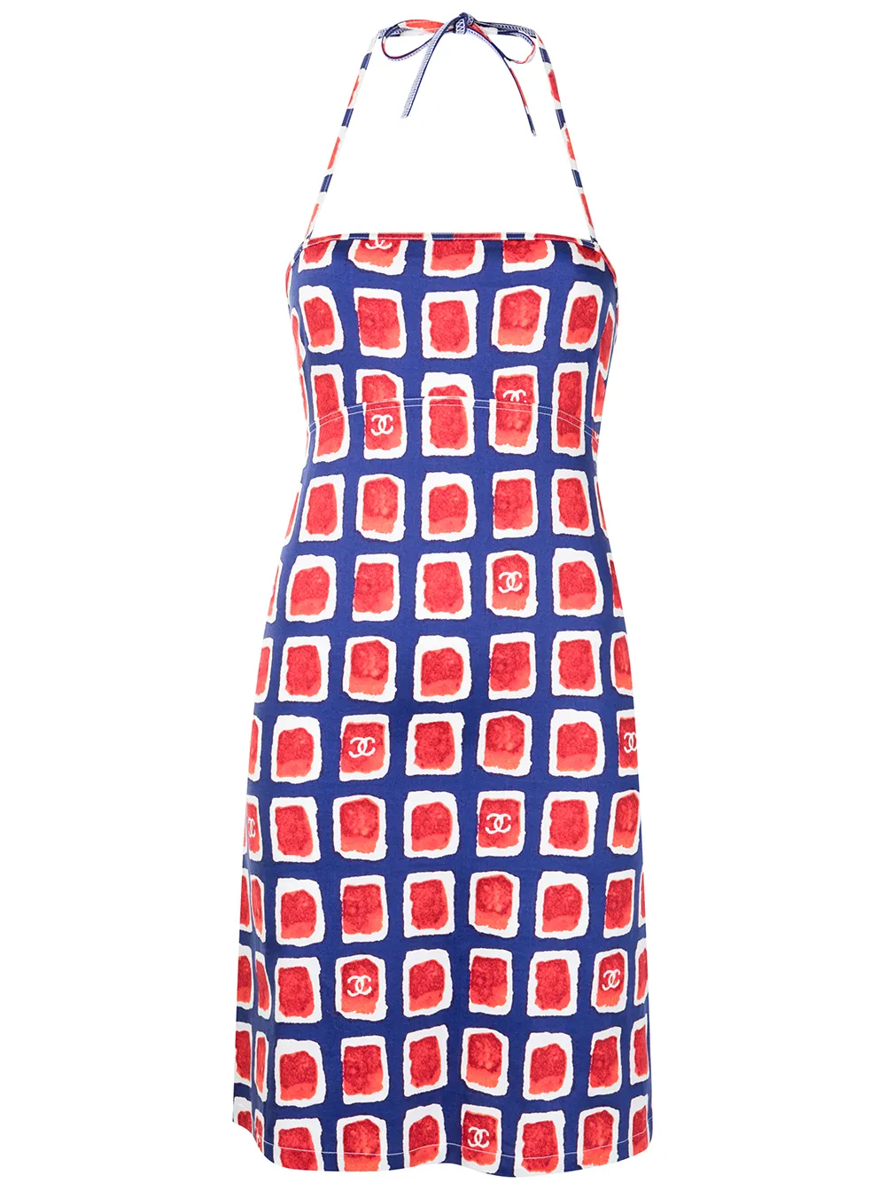 Chanel Pre-Owned платье 2001-го года с вырезом халтер и принтом