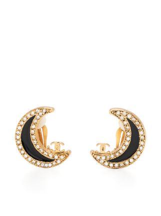 chanel crescent moon earrings