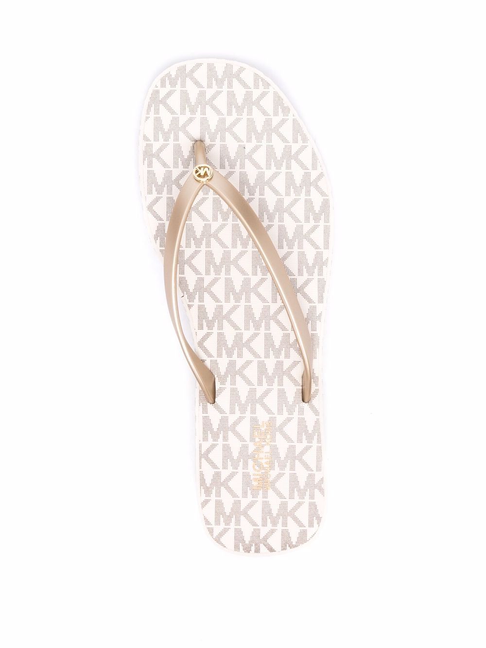 Shop Michael Michael Kors Lilo Monogram-print Flip-flops In Neutrals