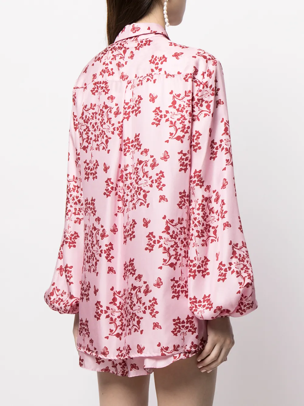 Shop Macgraw Story Printed Silk Blouse In Rosa