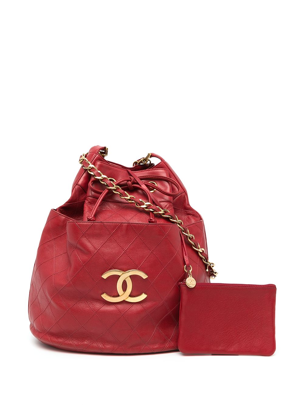 Chanel red bucket online bag