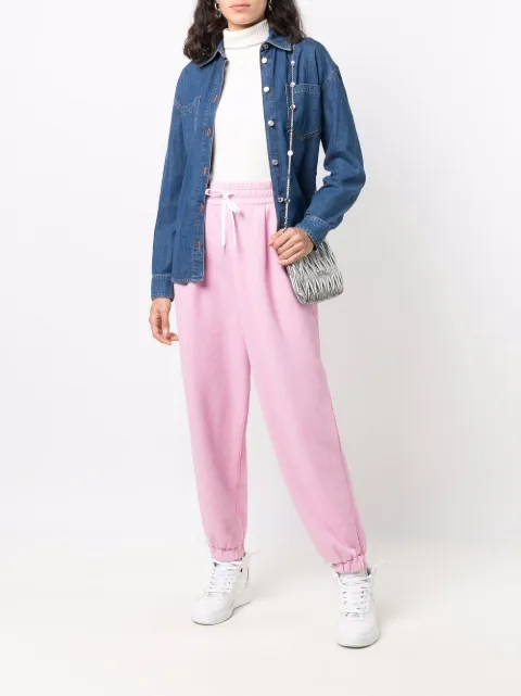 Shop Miu Miu tapered cotton track pants 