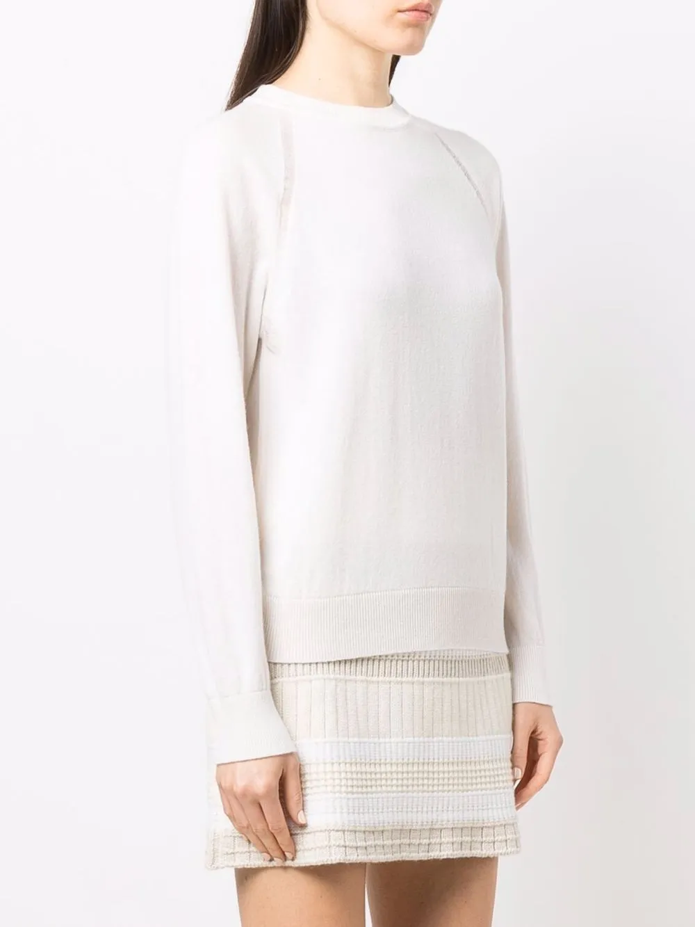 Shop Barrie Rib-trimmed Cashmere Jumper In White