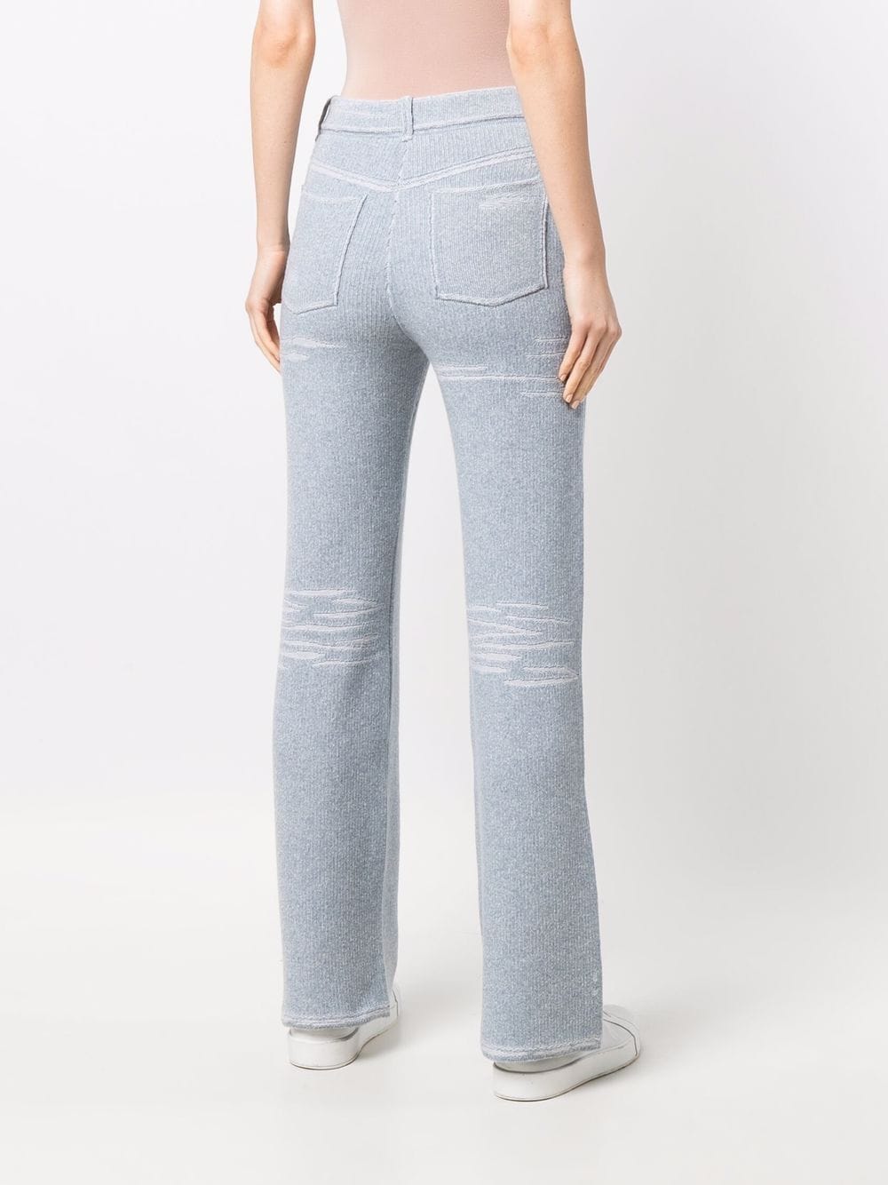 Shop Barrie Straight-leg Knitted Trousers In Blau