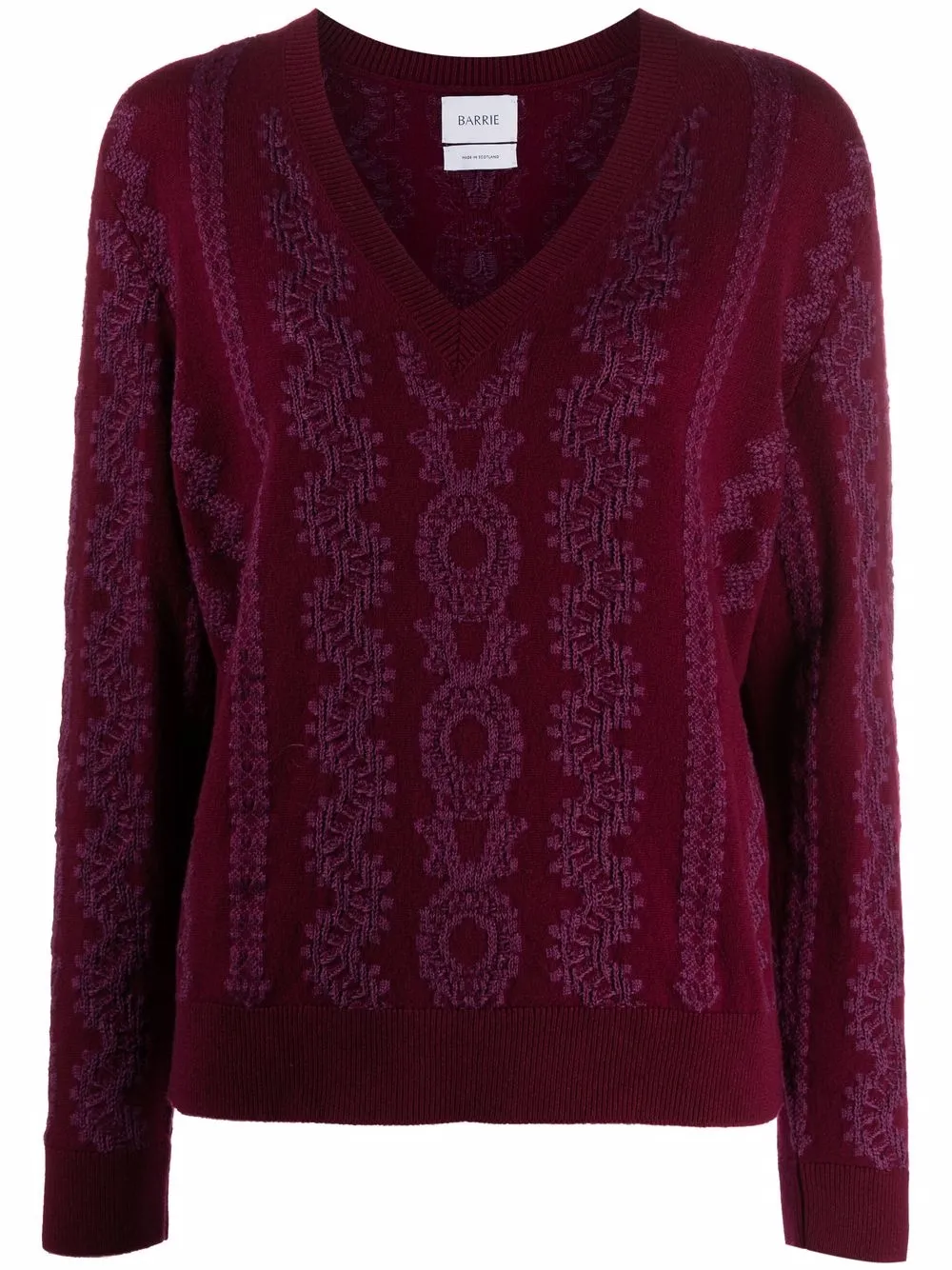 

Barrie geometric embroidery rib-trimmed jumper - Red