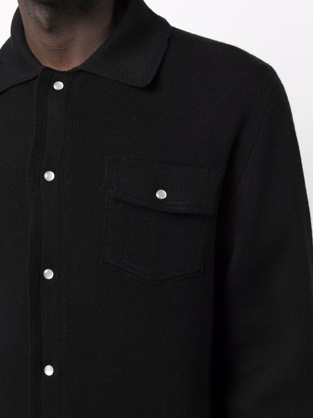 Shop Barrie Flap-pocket Cashmere Overshirt In 黑色