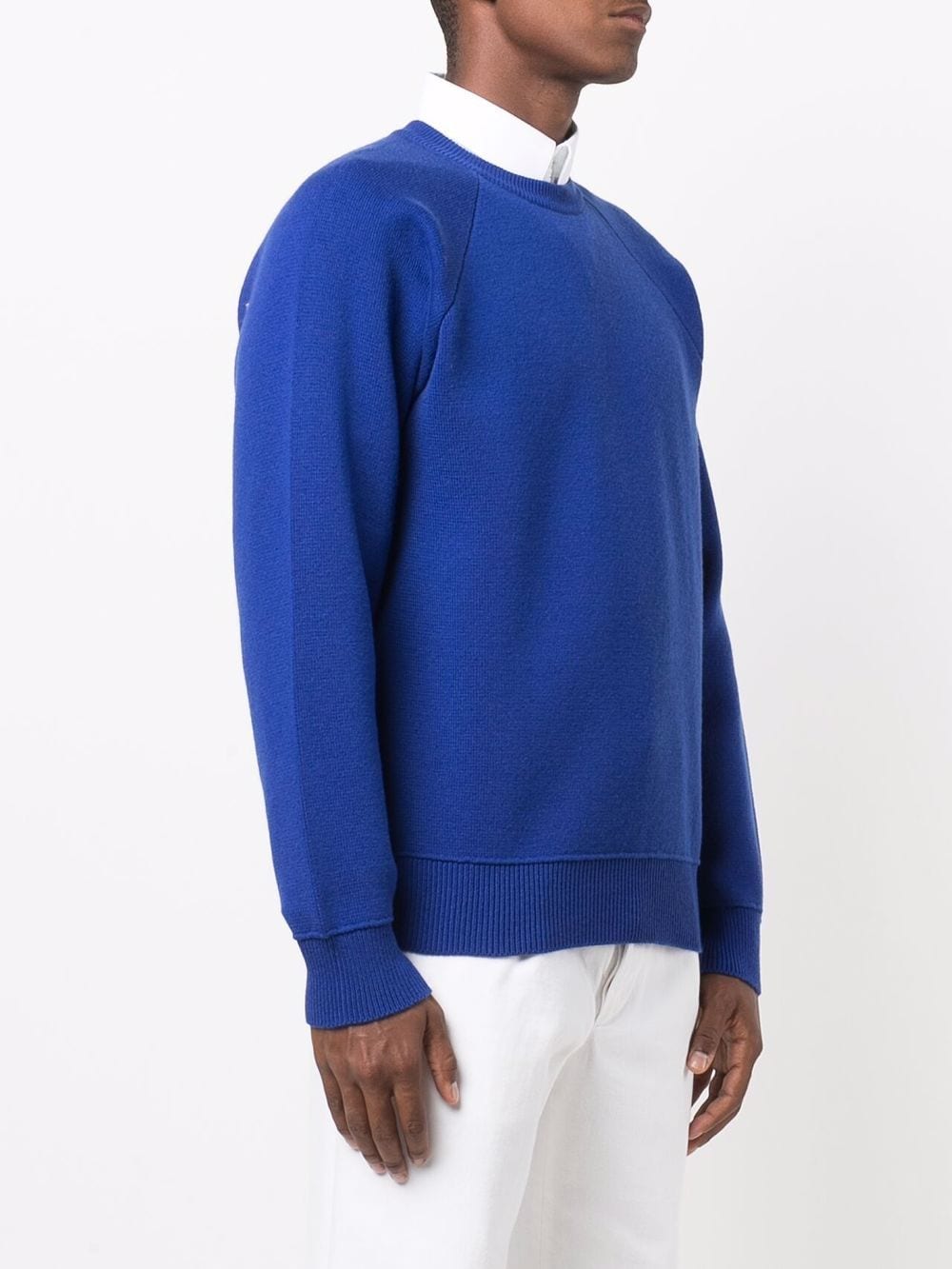 Shop Barrie Crewneck Cashmere-cotton Sweatshirt In Blau