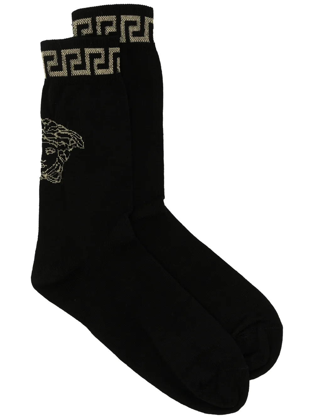 Click to view more detailed imagery on our partner's website Versace Medusa-motif Intarsia-knit Socks In Black