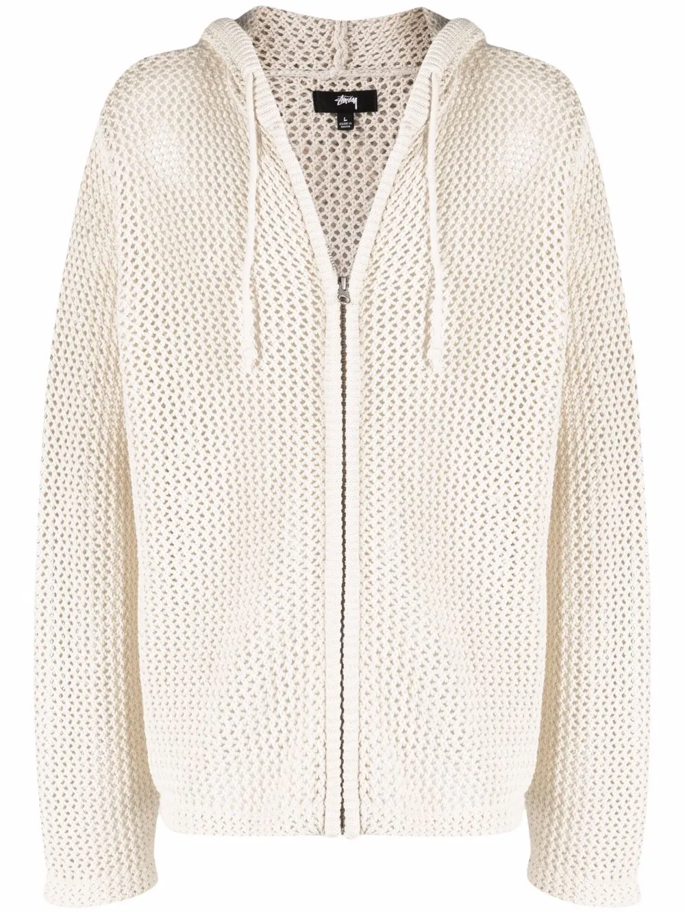 mesh-knit zipped hoodie