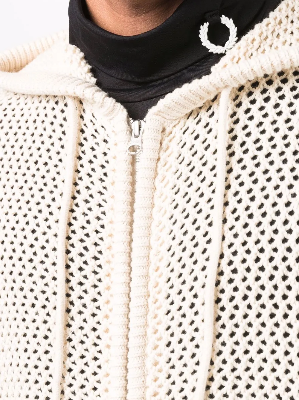 mesh-knit zipped hoodie