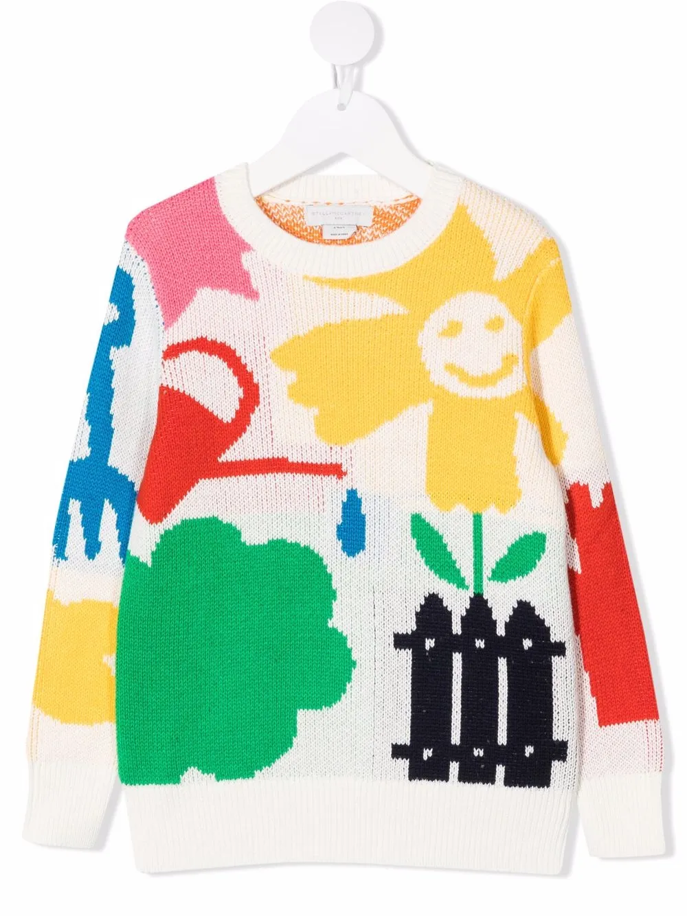 

Stella McCartney Kids suéter tejido con motivos florales en intarsia - Blanco