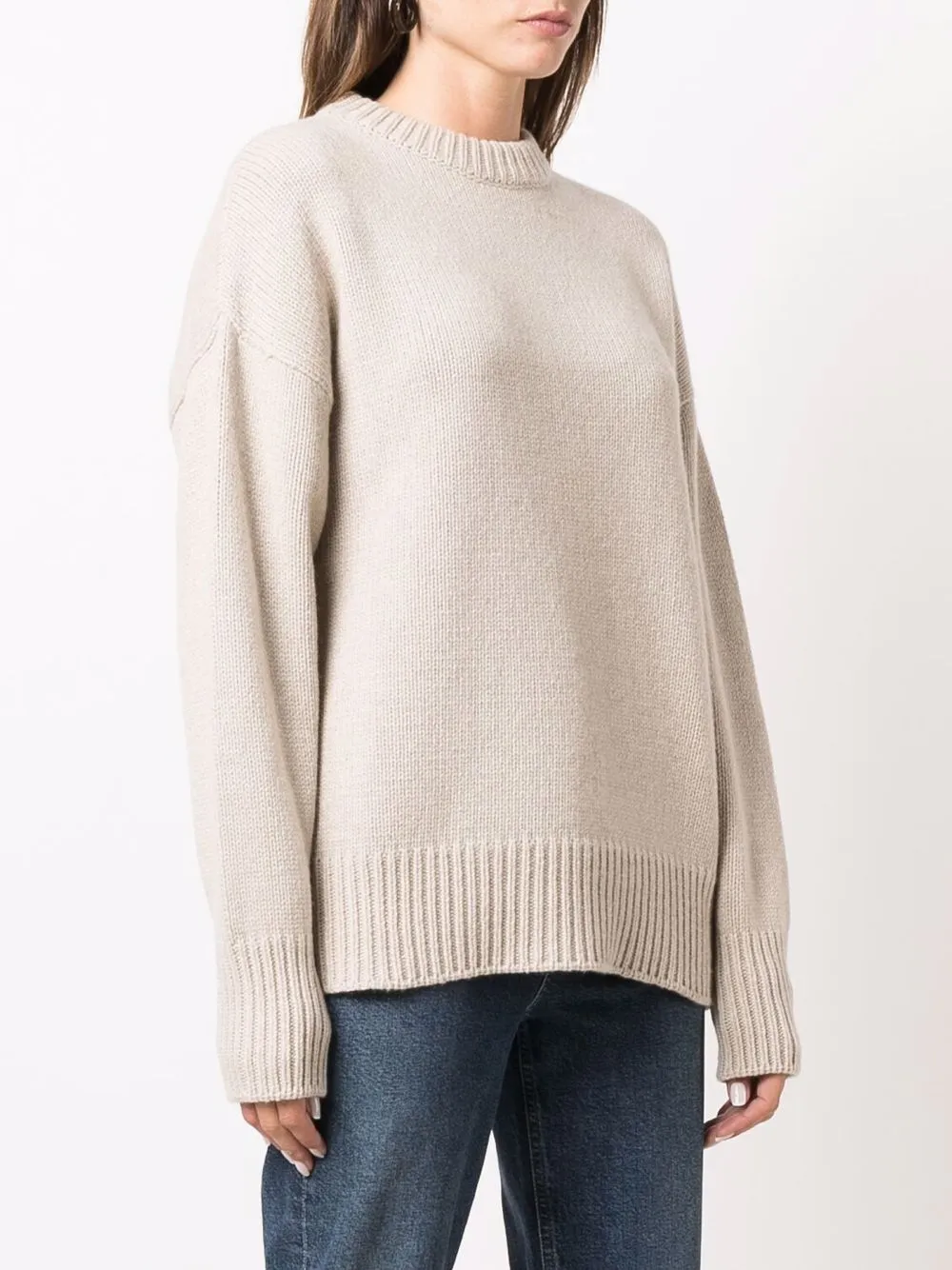 Liska Ribbed-trim Cashmere Jumper In Nude