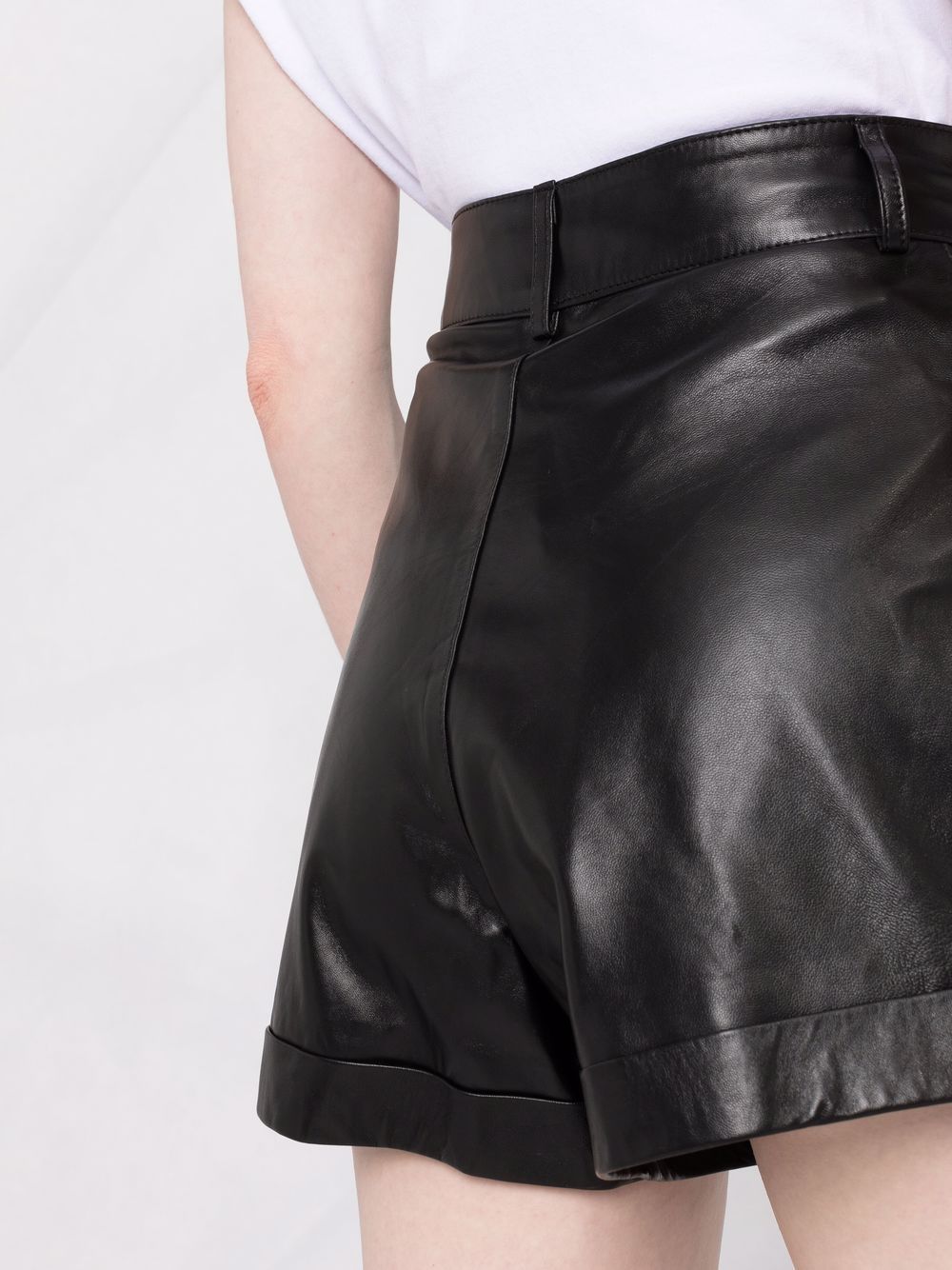 Shop Manokhi Jett Leather Shorts In Black