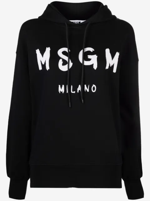 MSGM logo-print cotton hoodie