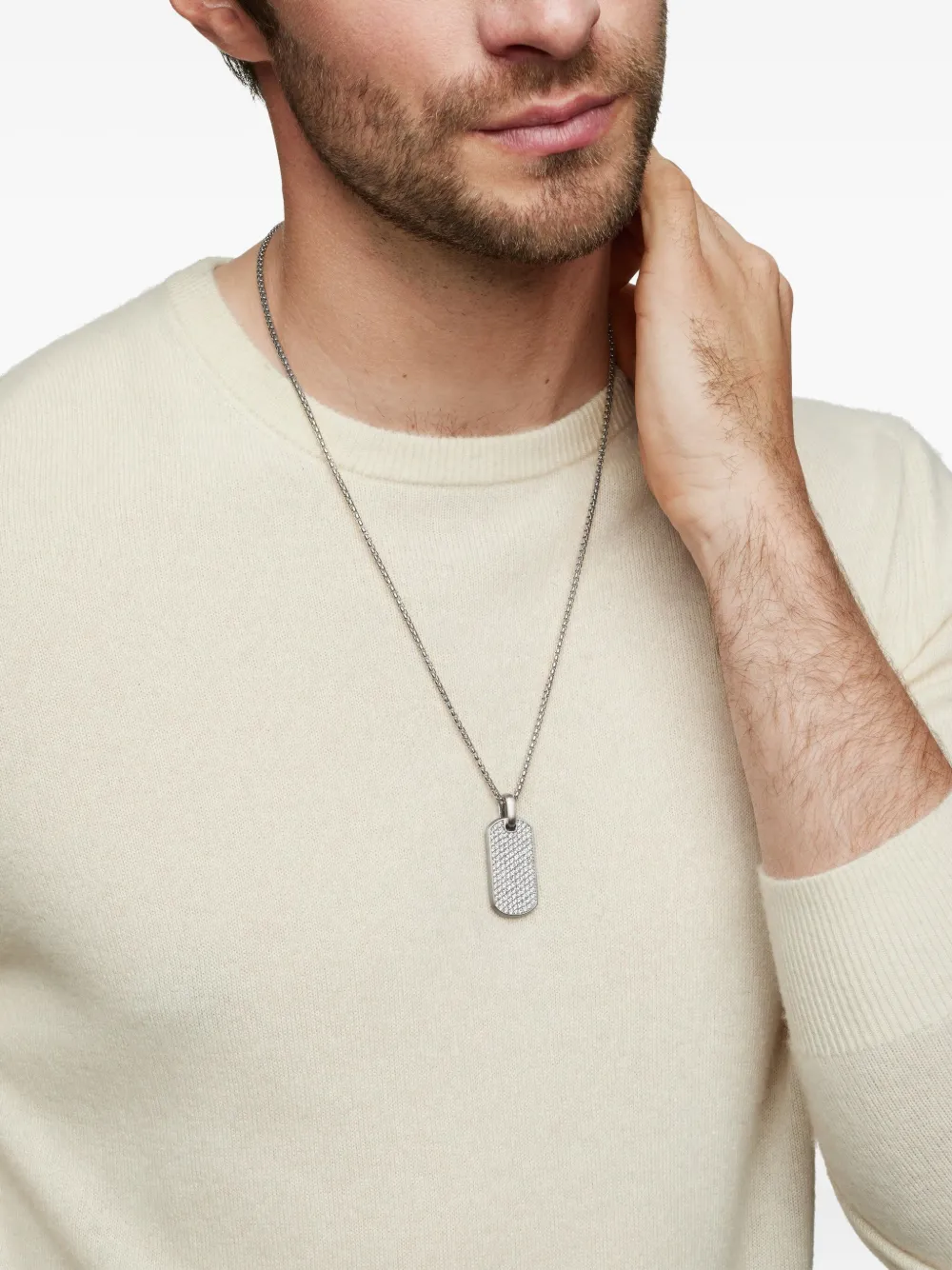  David Yurman Chevron Sterlingsilber Anhänger Mit Diamant 35mm 